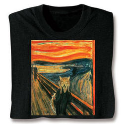 Cat on a Sunset Bridge Art T-Shirt