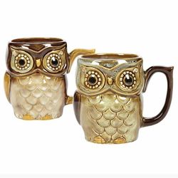 Glazed Stoneware Owl Mugs