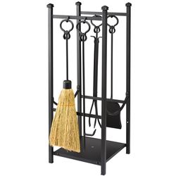 Wood Rack with Fireplace Tools