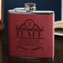 Rockefeller Red Leatherette Custom Hip Flask