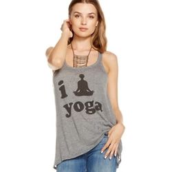 I Yoga Hi Lo Narrow Racer Grey Tank Top