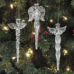 3 Glass Angel Christmas Ornaments