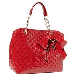 Quilted Tote Handbag with Bow
