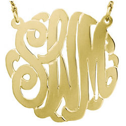 14 Karat Solid Gold Personalized Monogram Necklace