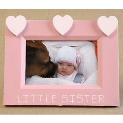 Little Sister Hearts Hand Painted Picture Frame