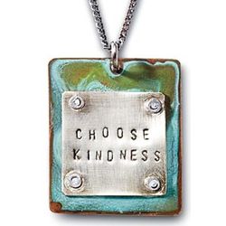 Choose Kindness Verdigris Handstamped Pendant