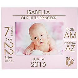 Personalized The Day You Were Born Pink Baby Frame