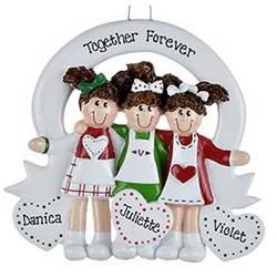 Three Friends / Sisters Personalized Christmas Ornament