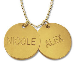 Mother's Personalized 18k Gold Plated Disc Necklace