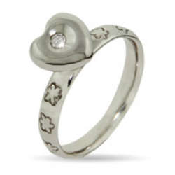 Stackable Reflections Sparkling Heart Silver Ring