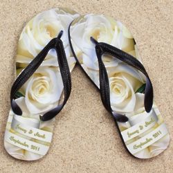 Personalized White Rose Wedding Beacher Sandal