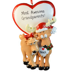 Most Awesome Grandparents Deer Couple Heart Ornament