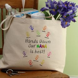 Hands Down Personalized Parent or Grandparent Canvas Tote Bag