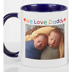 Loving You Custom Photo Ceramic Coffee Mug in Blue
