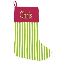 Green Stripe Monogrammed Christmas Stocking
