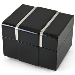 Modern 18-Note Musical Jewerly Box in Black Lacquer