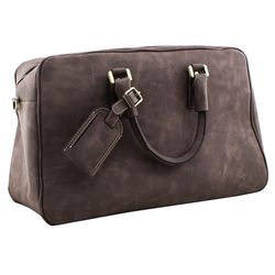 Leather Weekender Bag with Padded Laptop Compartment