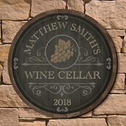 Beauteous Barrel Personalized Wine Cellar Sign