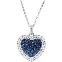Lab-Created White and Blue Swarovski Crystal Heart Necklace
