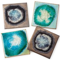 Stoneware and Crackled Glass Coasters