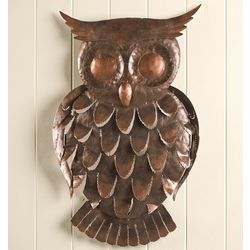 Handcrafted Recycled Metal Owl Wall Art