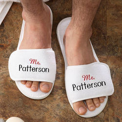 Mr. and Mrs. Embroidered Mr Terry Spa Slippers