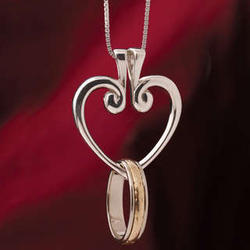 Heart Ring Pendant with Hinged Sterling Silver Heart