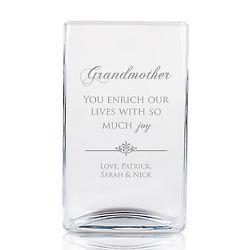 Grandmother's Personalized Rectangular Glass Vase
