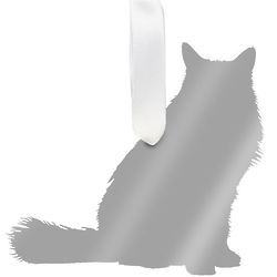 Engraveable Silver Long Haired Cat Ornament