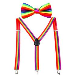 Woman's Rainbow Bow Tie and Suspenders Gift Set