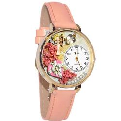 Valentine's Day Pink Icons Watch in Large Gold Case