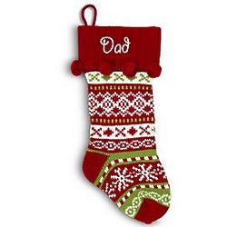 Personalized Red Knit Argyle Design Christmas Stocking