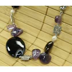 Amethyst and Pearl Necklace with Agate Pieces