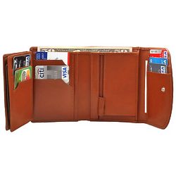 Women's Leather Snap Closing Credit Card Wallet