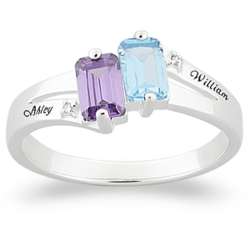 Couples Birthstone Name Ring