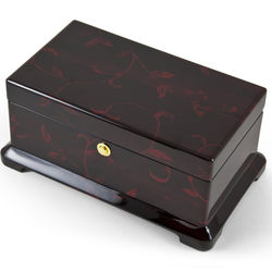 Contemporary Floral 18-Note Dark Rosewood Musical Jewelry Box