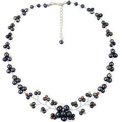 Dark Cherry Blossom Cultured Pearl Beaded Necklace