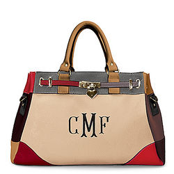 My Personal Style Satchel with Monogram in Neutral Faux Leather