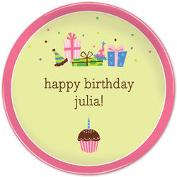 Girl's Birthday Cake and Presents Personalized Plate
