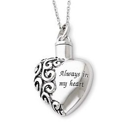 Sterling Silver Always in My Heart Necklace Ash Holder