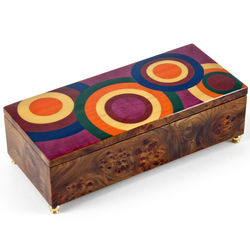 Contemporary 18-Note Abstract Expressionism Musical Jewelry Box
