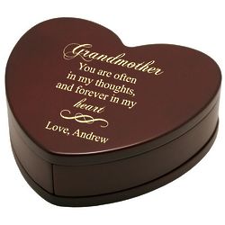 Grandmother's Personalized Rosewood Heart Memory Box