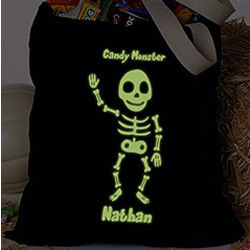 Glow-in-the-Dark Skeleton Personalized Treat Bag