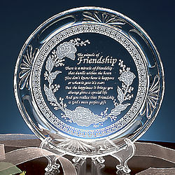 The Miracle of Friendship Clear Glass Plate with Stand