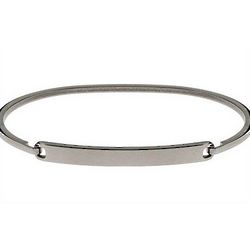 Women's Stainless Steel Thin Bangle ID Bracelet