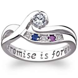 Sterling Silver Couple's Birthstone and CZ Promise Ring