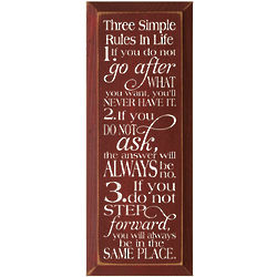 3 Simple Rules In Life Plaque