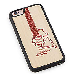 Acoustic Guitar Graphic Phone Case with Wood Veneer
