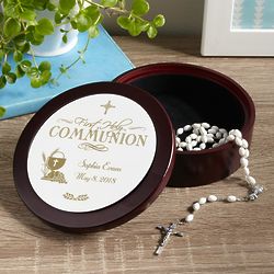 Personalized Communion Round Trinket Box