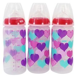 Wide Neck Medium Flow Baby Bottles Silicone with Heart Pattern